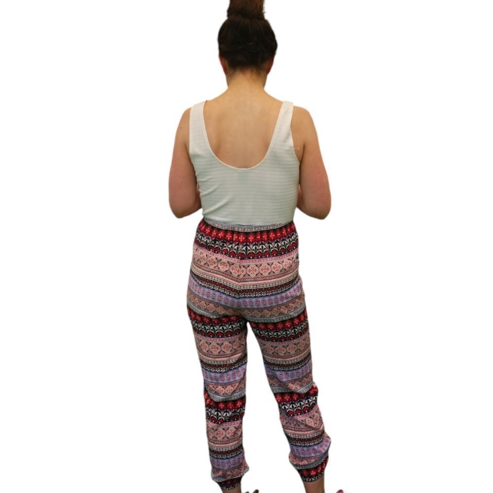 Stoosh Jumpsuit Sleeveless Solid White Top Multicolored Printed Bottom Size Lg - Picture 2 of 6